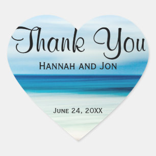 Cœur Sticker Merci pour un mariage de plage