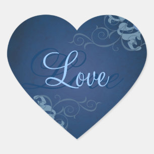 Cœur Sticker Noble Blue Scroll Heart Blue Love