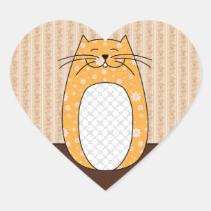 Cœur Sticker 'Orange Cat'