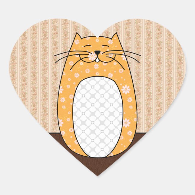 Cœur Sticker 'Orange Cat' (Devant)