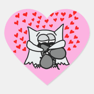 Cœur Sticker pour accrochage de hibou et souris