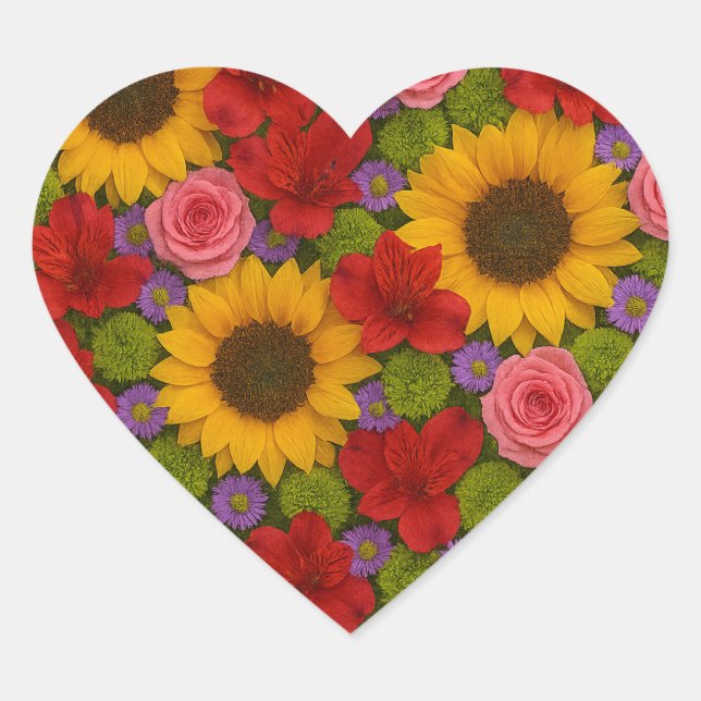 Cœur Sticker Rose tournesol (Devant)