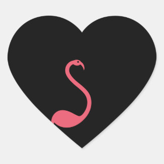 Cœur Sticker Stationery Flamant rose rose Coeur noir