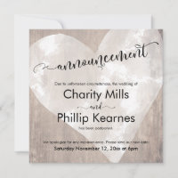 Coeur sur bois Reporté Mariage Faire-part