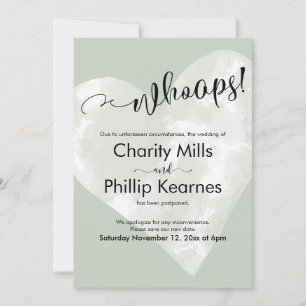 Coeur sur Sage Green Oups! Carte Mariage reportée