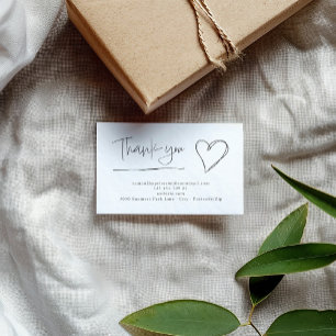 Coeur tiré à la main merci carte de boîtier client