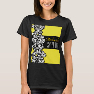 Coeur zèbre jaune mignon Doux 16 Tshirt d'annivers