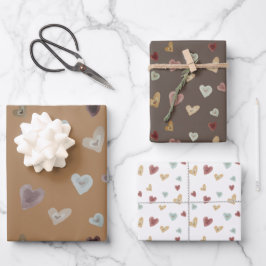 Coeurs2 Feuilles de papier d'enveloppement - Brown