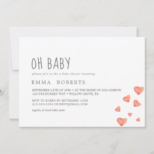 Coeurs aquarelle   Oh Baby Girl Shower Invitation