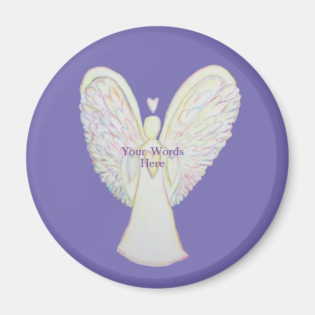Coeurs arc-en-ciel Magnet d'art Angel blanc (Devant)