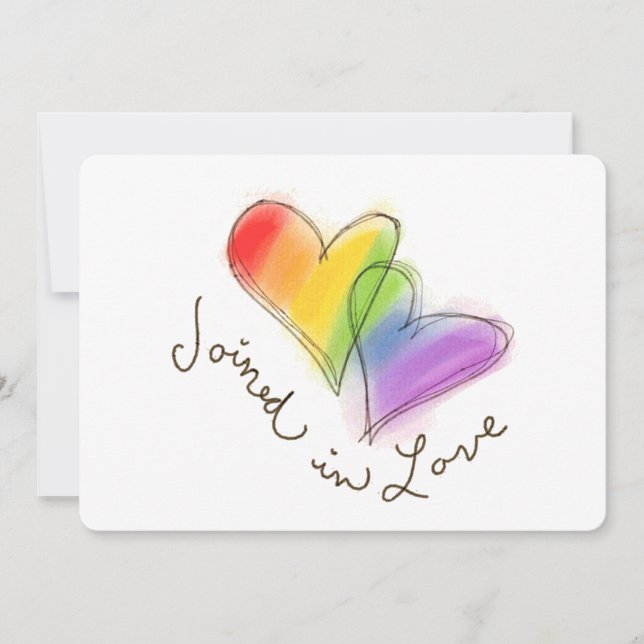 Coeurs Arc-En-Ciel Rejoints En Amour Faire-part (Devant)