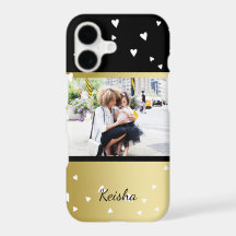 Coeurs arrosés| Black Faux Gold| Photo personnalis