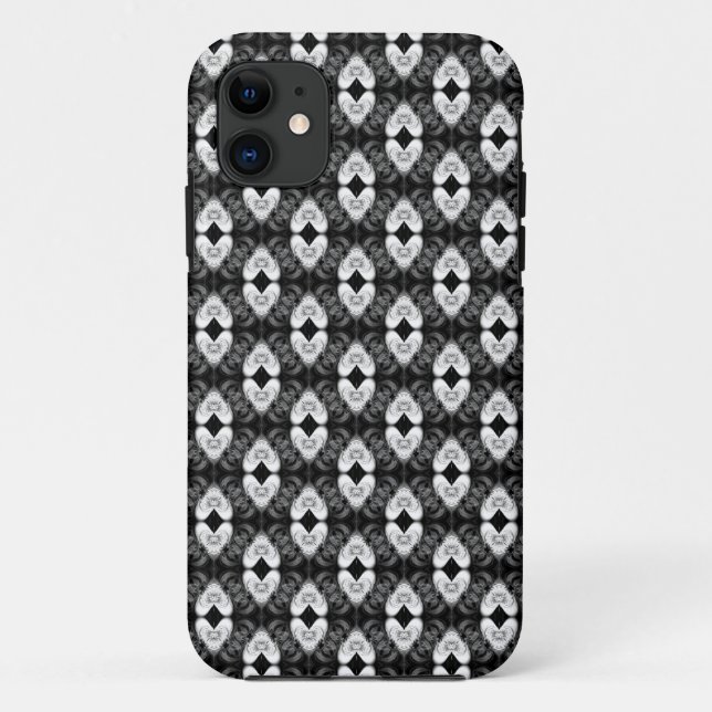 Coeurs blancs sur Motif noir iPhone 5 Coque (Dos)