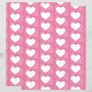 Coeurs blancs sur papier à gratter rose abstrait