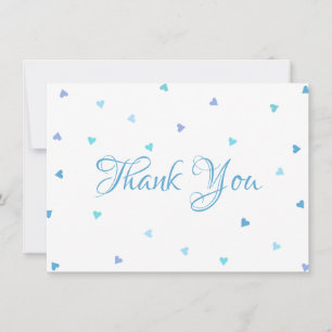 Cœurs bleus Confettis Chic Script Merci