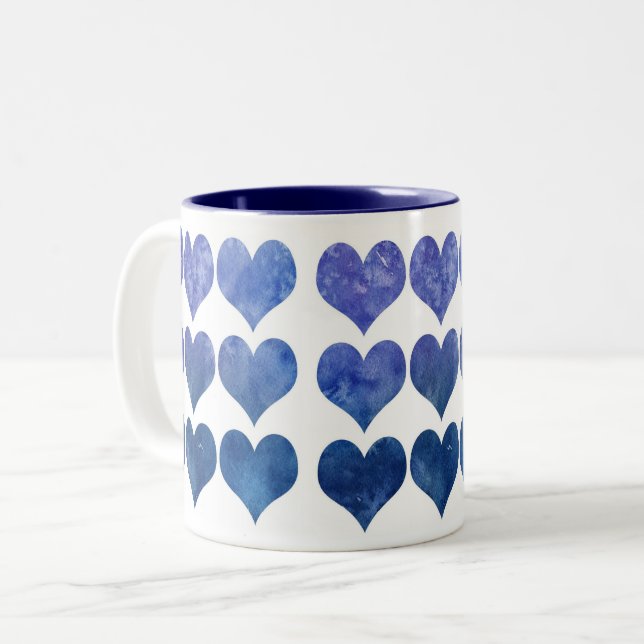 Coeurs Bleus Romance Love Mug (Devant gauche)