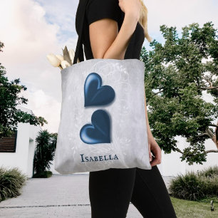 Coeurs bleus Sac fourre-tout personnalisé