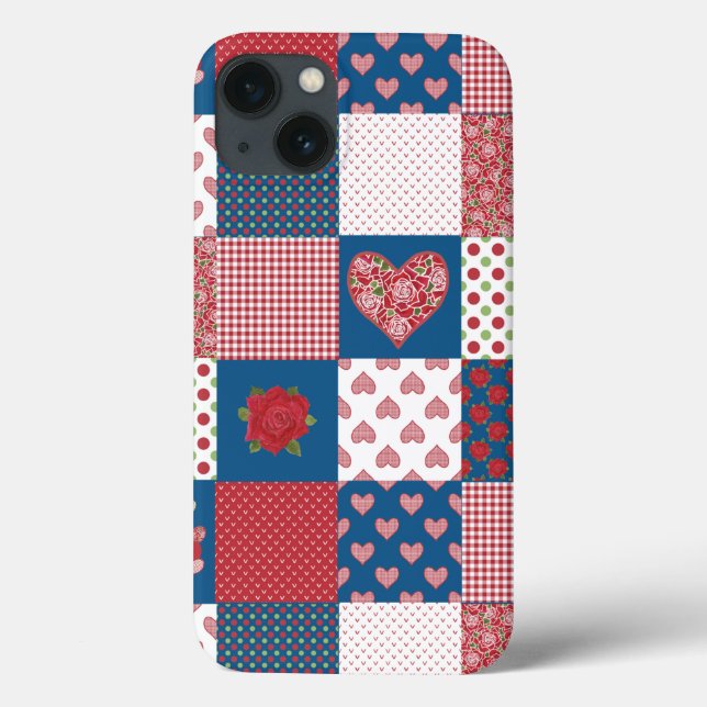 Coeurs chics et Rose Faux Patchwork coque ipad (Verso)