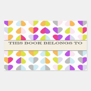 Coeurs colorés Ce livre appartient à Sticker