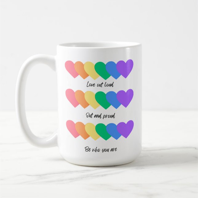Coeurs colorés Inspiration Café Mug (Gauche)