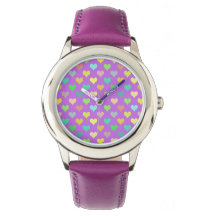 Coeurs colorés Montre fille