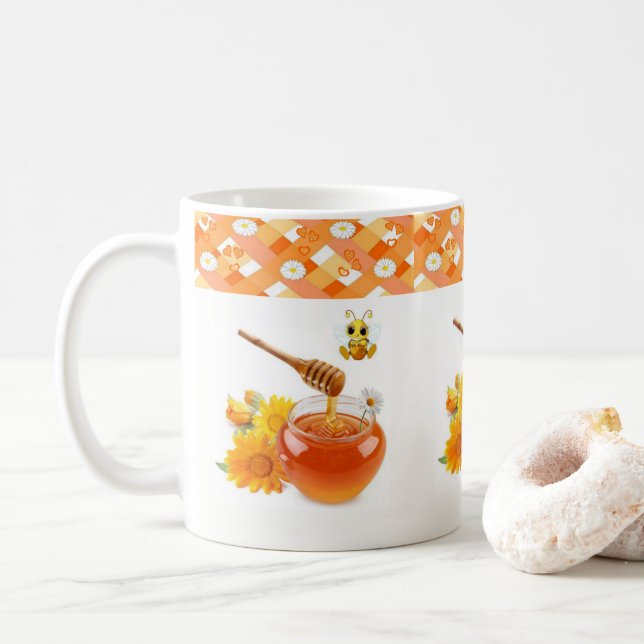 Coeurs d'abeilles miel Mug (Avec donut)