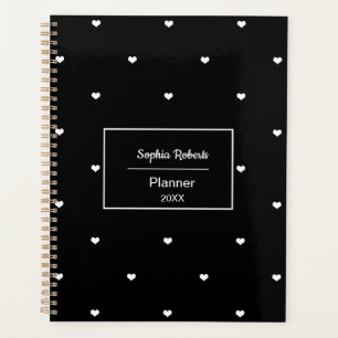 Coeurs d'amour blanc Motif noir