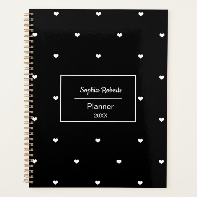 Coeurs d'amour blanc Motif noir (Devant)