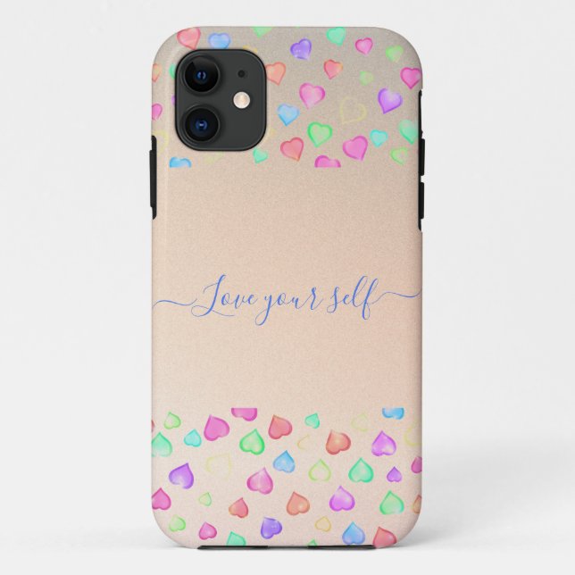 Coeurs d'amour colorés forme coque iphone (Dos)