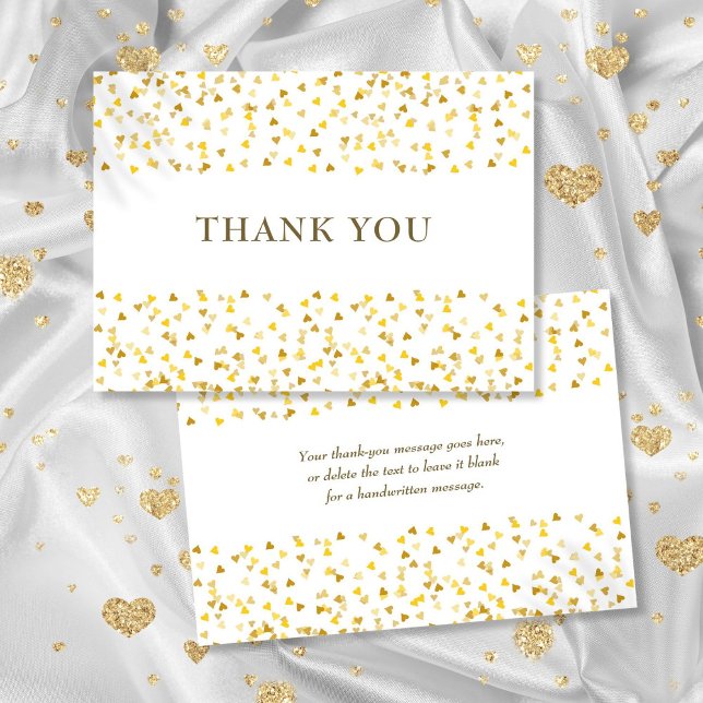 Cœurs d'amour dorés Merci (Elegant Golden Love Hearts Thank You Card)