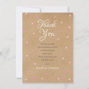 Coeurs d'amour roses Boho Baby Girl Merci poème