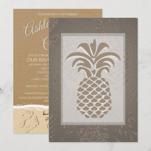 Coeurs d'ananas tropicaux Invitations de mariage