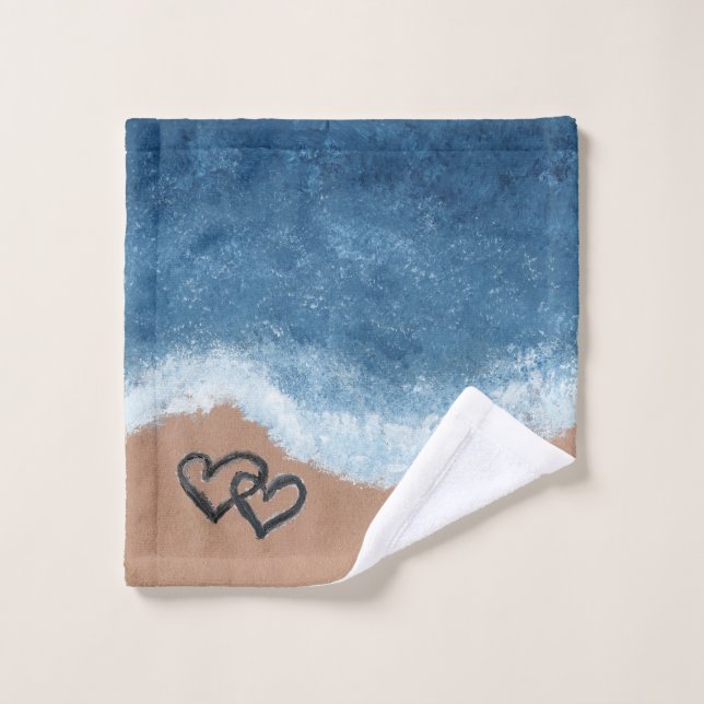 Cœurs dans le Sable (Gant de toilette)