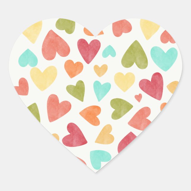 Coeurs d'aquarelle vintage Stickers d'amour Mariag (Devant)