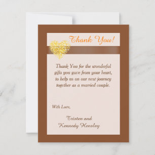 Coeurs d'automne 4x5 Carte de remerciements Mariag