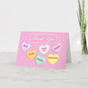 Coeurs de bonbons, Langues, Cartes de remerciement