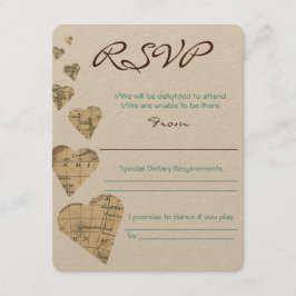 Coeurs de carte vintage RSVP