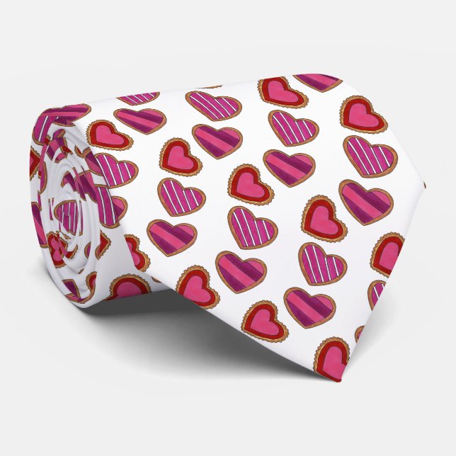 Coeurs de coeur rose Saint Valentin Cravate de coo (Roulé)