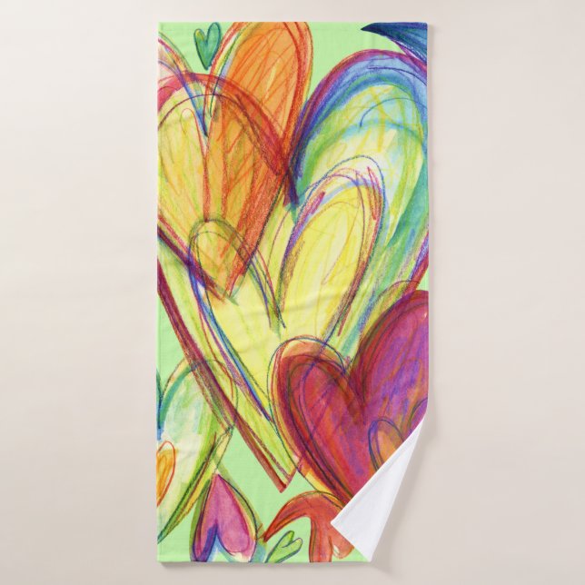 Coeurs de guérison vertes Serviette d'art (Serviette de bain)