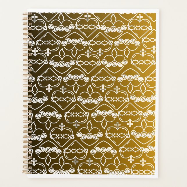 Coeurs de Jésus et Marie Motif noir et or (Devant)