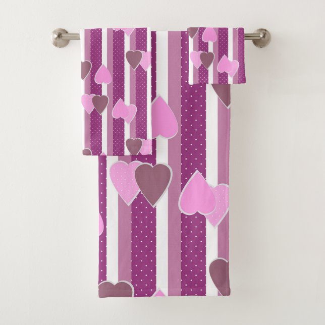 Cœurs de la Saint-Valentin sur fond rayé  (En situation)