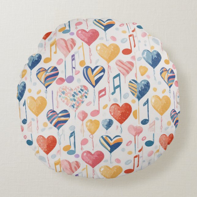 Coeurs de musique autour du coussin (Devant)