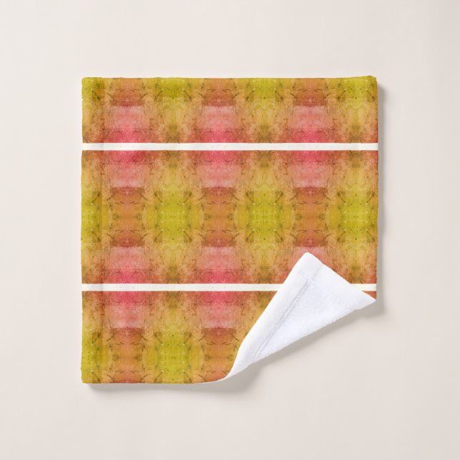 Coeurs de Nana (rose et jaune avec rayure) (Gant de toilette)