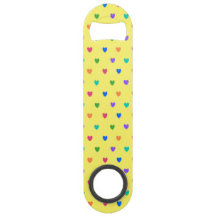 Coeurs de polka arc-en-ciel sur jaune