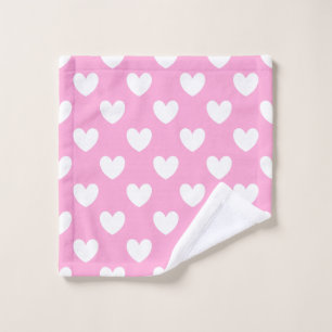Coeurs de polka blanc sur Cotton Candy rose