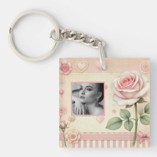 Cœurs de rose rose vintage floral photo aquarelle