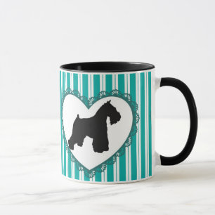 Coeurs de Schnauzers et tasse de café