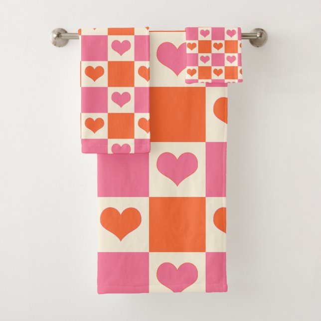 Coeurs de tableau de bord en rose, orange et crème (En situation)