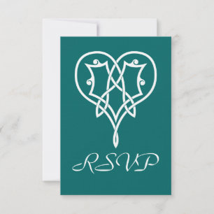 Coeurs de tressage celtique dans la carte Turquois
