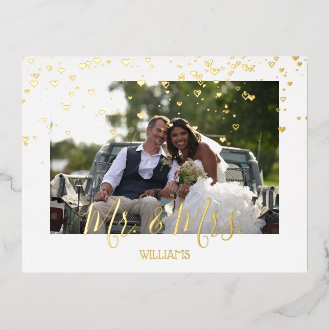 Coeurs d'or mignons, Carte de remerciements simple (Recto)